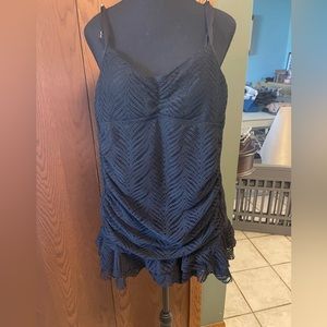Apt 9 black crochet one piece swim suit size medium with tags